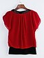 cheap Plus Size Tops-Women&#039;s Blouse Solid Colored Plus Size V Neck Daily Weekend Beaded Short Sleeve Tops Casual Green Black Red