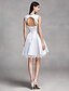 cheap Wedding Dresses-A-Line Sweetheart Neckline Knee Length Satin Made-To-Measure Wedding Dresses with Lace by LAN TING BRIDE® / Little White Dress