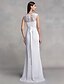 Χαμηλού Κόστους Νυφικά Φορέματα-Wedding Dresses Mermaid / Trumpet Bateau Neck Sleeveless Floor Length Chiffon Bridal Gowns With Lace 2023