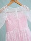 cheap Junior Bridesmaid Dresses-Sheath / Column Jewel Neck Knee Length Lace Junior Bridesmaid Dress with Beading