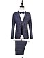 preiswerte Anzüge-Rot / Blau Streifen Reguläre Passform Baumwolle Anzug - Fallendes Revers Einreiher - 1 Knopf / Anzüge