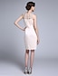 preiswerte Kleider für die Brautmutter-Etui-/Säulen-Juwelenausschnitt, knielang, Chiffon/Spitze, 3/4-Ärmel, wandelbares Kleid, Kleid für die Brautmutter mit Spitze 2020