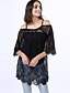 cheap Women&#039;s Blouses &amp; Shirts-Women&#039;s Blouse Shirt Solid Colored Strap White Black Short Sleeve Casual Daily Lace Tops Cotton