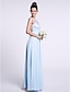 cheap Bridesmaid Dresses-Sheath / Column Bateau Neck Ankle Length Chiffon / Lace Bridesmaid Dress with Lace by LAN TING BRIDE® / See Through