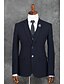 cheap Suits-Dark Navy Stripes Standard Fit Polyester Suit - Notch Single Breasted Two-buttons / Suits