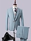 preiswerte Anzüge-Himmelblau Solide Schlanke Passform Polyester / Rayon (T / R) Anzug - Fallendes Revers Einreiher - 1 Knopf