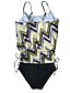 זול טנקיני-בגדי ריקוד נשים גאומטרי ספורט טנקיני בגד ים גיאומטרי קולר בגדי ים בגדי ים צהוב