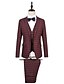 preiswerte Anzüge-Rot / Blau Streifen Reguläre Passform Baumwolle Anzug - Fallendes Revers Einreiher - 1 Knopf / Anzüge