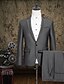 cheap Suits-2017 Suits Tailored Fit Notch Single Breasted One-button Cotton Solid 2 Pieces Straight Flapped None Black