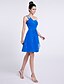 cheap Bridesmaid Dresses-A-Line Bridesmaid Dress One Shoulder Sleeveless Lace Up Knee Length Chiffon with Beading / Side Draping