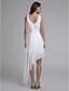Χαμηλού Κόστους Φορέματα Παρανύμφων-Γραμμή Α Φόρεμα Παρανύμφων Λαιμόκοψη V Αμάνικο Ασύμμετρο Σιφόν με Πλισέ 2022