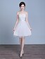 cheap Bridesmaid Dresses-Knee-length Lace / Satin / Tulle Bridesmaid Dress - A-line Strapless with Lace