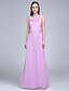 cheap Bridesmaid Dresses-Sheath / Column Bridesmaid Dress Cowl Neck Sleeveless Elegant Floor Length Chiffon with Sash / Ribbon / Ruched