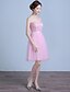 cheap Bridesmaid Dresses-Knee-length Lace / Satin / Tulle Bridesmaid Dress - A-line Strapless with Lace