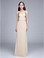 cheap Bridesmaid Dresses-Sheath / Column Spaghetti Strap Floor Length Chiffon Bridesmaid Dress with Crystals by LAN TING BRIDE® / Open Back