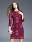 cheap Women&#039;s Dresses-Boutique S Women&#039;s Going out Vintage Sheath Dress,Floral Round Neck Above Knee ¾ Sleeve Red Polyester