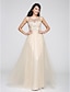 cheap Special Occasion Dresses-A-Line Illusion Neck Floor Length Tulle Dress with Beading / Sequin by TS Couture®