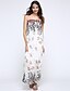 cheap Women&#039;s Dresses-Women&#039;s Swing Dress Sleeveless Floral Backless Summer Strapless Boho Beach White Black / Maxi