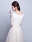 cheap Prom Dresses-A-Line Boat Neck Tea Length Lace / Tulle Dress with Bow(s) by LAN TING Express