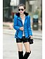 זול מעילי פוך ומעילי פרקה לנשים-רגיל-פשוטה-שרוול ארוך-מעיל פוך(פוליאסטר)