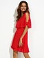 cheap Plus Size Dresses-Women&#039;s Plus Size Butterfly Sleeves Loose / Chiffon Dress - Solid Colored Cut Out / Ruffle