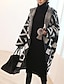 זול סוודרים לנשים-עבה סתיו כותנה שרוול ארוך עם קפוצ&#039;ון שחור קולור בלוק פשוטה הגלימה / שכמיות ארוך מיקרו-אלסטי
