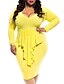 cheap Plus Size Dresses-Women&#039;s Plus Size / Beach Casual Bodycon Dress - Solid Colored Peplum U Neck Summer Yellow Red Blue XL XXL XXXL