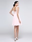 cheap Cocktail Dresses-A-Line Special Occasion Dresses Hot Dress Homecoming Short / Mini Sleeveless Illusion Neck Chiffon V Back Low Back with Crystals 2022 / Cocktail Party