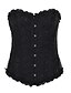 cheap Corsets-Corset Women&#039;s Black White Polyester Overbust Corset Lace Up Jacquard