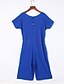 cheap Women&#039;s Jumpsuits &amp; Rompers-Women&#039;s Solid Blue / Gray Jumpsuits,Vintage / Simple Round Neck Short Sleeve