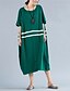 abordables Robes Femme-Femme Robe t-shirt Manche Courte Eté - simple Rétro Vintage Couleur Pleine Col Rond Coton Vert