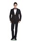 billige Tuxedo dragter-Smoking Skræddersyet Hakrevers Enkeltbrystet med én knap Uldblanding / Viskose / Polyester / rayon (T / R) Ensfarvet / Smokinger