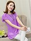 cheap Plus Size Tops-Women&#039;s Blouse Solid Colored Round Neck Daily Ruffle Short Sleeve Tops Green Black Purple