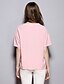 Χαμηλού Κόστους Γυναικεία Μπλουζάκια (Tops)-casual / καθημερινή απλή καλοκαίρι t-shirt sybel γυναικών, εκτύπωση γύρω από το λαιμό κοντό μανίκι μεσαίου ροζ βαμβάκι