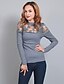cheap Women&#039;s T-shirts-Women&#039;s Casual / Daily Street chic T-shirt - Patchwork Lace Crew Neck Gray / Spring / Fall
