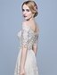 cheap Special Occasion Dresses-Ball Gown Off Shoulder Floor Length Lace / Satin Formal Evening Dress with Bow(s) / Lace by