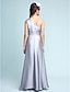 tanie Vestidos para Damas de Honra Junior-A-Line Floor Length One Shoulder Chiffon Satin Junior Bridesmaid Dresses&amp;Gowns With Ruched Kids Wedding Guest Dress 4-16 Year