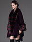 cheap Women&#039;s Furs &amp; Leathers-Women&#039;s Daily / Going out Vintage Winter Long Vest, Solid Colored Hooded Long Sleeve Fox Fur Fur Trim Black / Purple