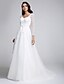 Недорогие Häämekot-A-Line V Neck Court Train All Over Lace Made-To-Measure Wedding Dresses with Lace by LAN TING BRIDE® / See-Through