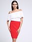 cheap Plus Size Bottoms-Women&#039;s Work Plus Size Pencil Skirts - Solid Colored Off Shoulder Ruffle Red Green Blue XL XXL XXXL / Slim