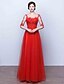cheap Evening Dresses-A-Line Formal Evening Dress Scoop Neck Floor Length Tulle with Appliques 2021
