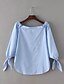 preiswerte Blusen und Hemden für Damen-Damen Solide Baumwolle Bluse, Bateau Schleife Schmetterling Ärmel / Sommer