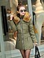 voordelige Donsjassen en parka&#039;s voor dames-Dames Dagelijks Street chic Effen Rits Lang Gewatteerd, Polyester Lange mouw Winter Capuchon Zwart / Leger Groen / Rood