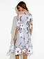 cheap Plus Size Dresses-Women&#039;s A-Line Dress Long Sleeve Floral Pleated Spring Streetwear Gray S M L XL XXL 3XL