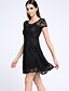 cheap Women&#039;s Dresses-Women&#039;s Lace Going out Sophisticated Slim Lace Dress - Solid Colored Summer Black Red Blue S M L XL
