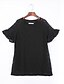 cheap Plus Size Tops-Women&#039;s Blouse Solid Colored Round Neck Black Plus Size Going out Lace Clothing Apparel Casual / Short Sleeve