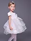 cheap Flower Girl Dresses-Ball Gown Short / Mini Flower Girl Dress - Organza Short Sleeve Jewel Neck with Bow(s) by