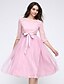 cheap Women&#039;s Dresses-Women&#039;s Lace Beach Loose Sheath Skater Dress - Solid Colored Bow Mesh Boat Neck Summer Pink M L XL