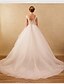 cheap Wedding Dresses-Ball Gown Wedding Dresses Bateau Neck Sweep / Brush Train Organza Beaded Lace Cap Sleeve Formal Floral Lace with Lace Beading Appliques 2020