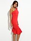 cheap Women&#039;s Dresses-Women&#039;s Ruffle Party Simple Bodycon Dress - Solid Colored Off Shoulder Summer Black Red M L XL